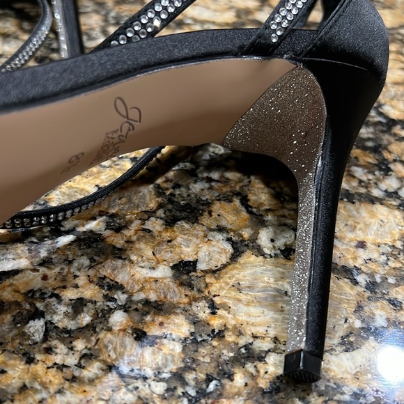 Badgley Mischka double ankle wrap embellished satin sandals - Picture 4 of 6